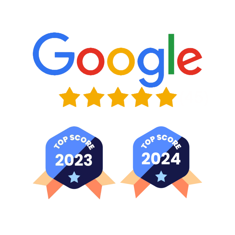 Google-Bewertung mit fünf Sternen und Auszeichnungen für 2023 und 2024.